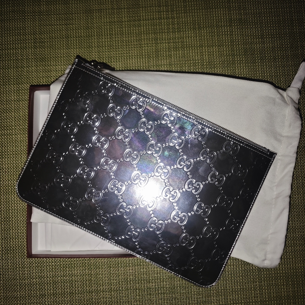 Gucci Chrome Finish Pouch/Clutch